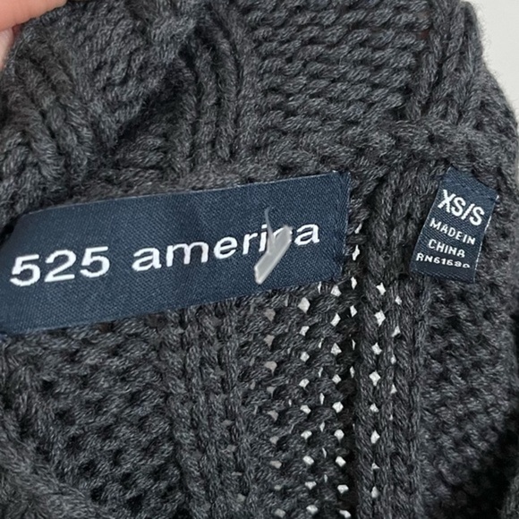 525 America • Charcoal Grey Mock Neck Short Sleeve Fringe Sweater - Picture 5 of 5